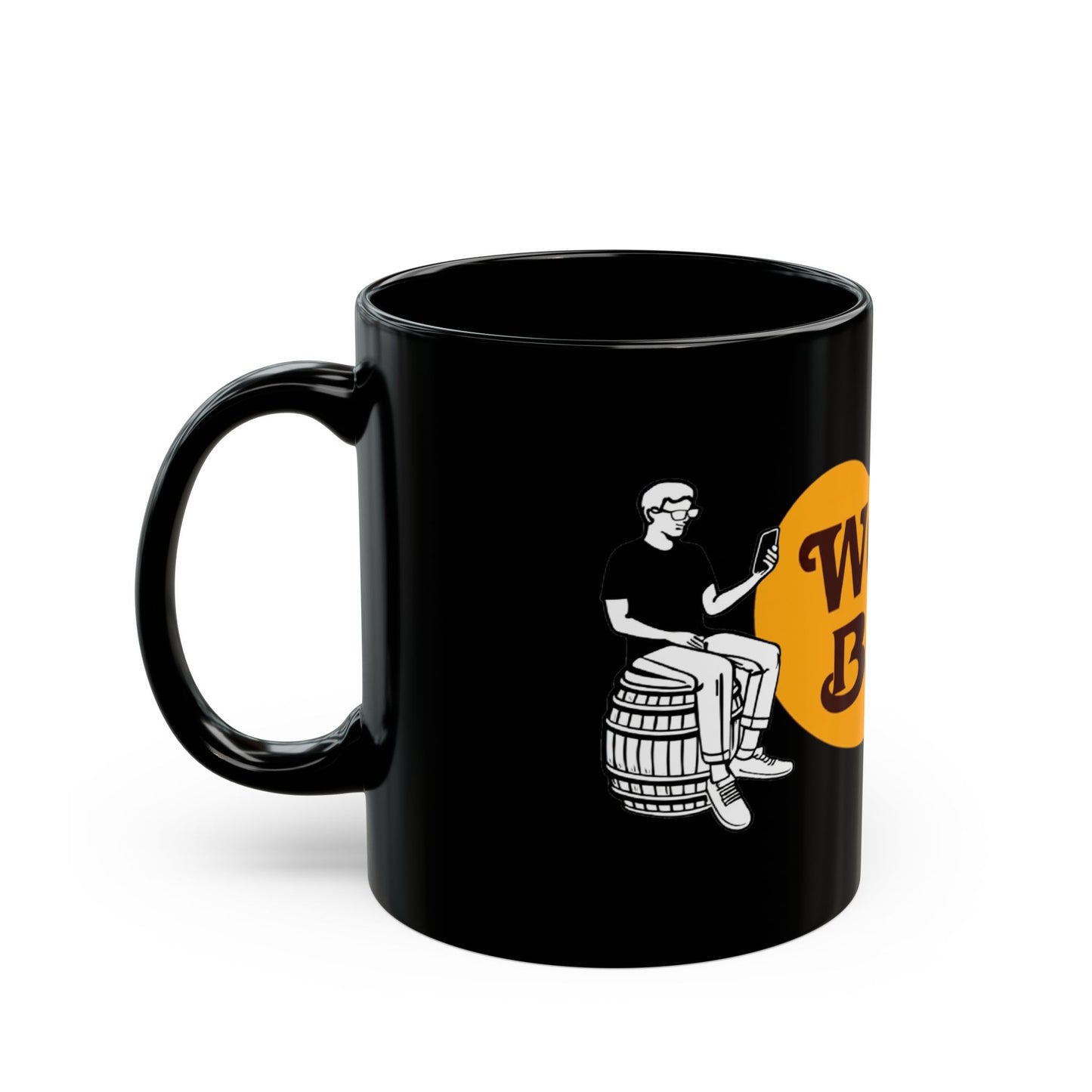 Woker Barrel Black Mug - Stylish Coffee Cup for Coffee Lovers, Modern Gift, Home Office, Fun Beverage Container